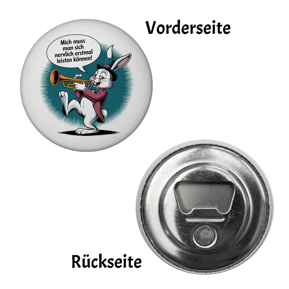 Nerviger Hase Magnet mit Trompete - bin nervig