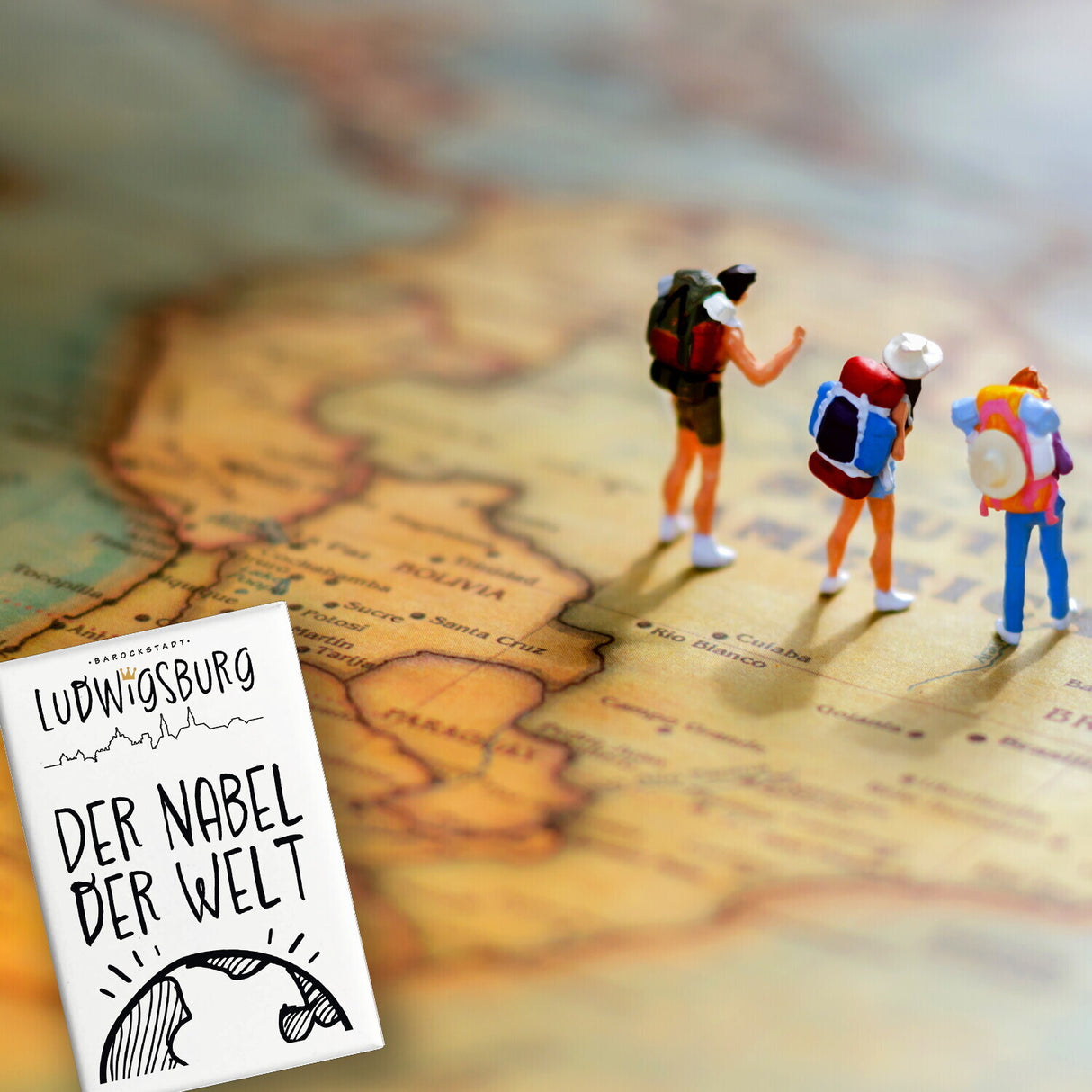Ludwigsburg Souvenir Souvenir Magnet mit Spruch Nabel der Welt - Globus