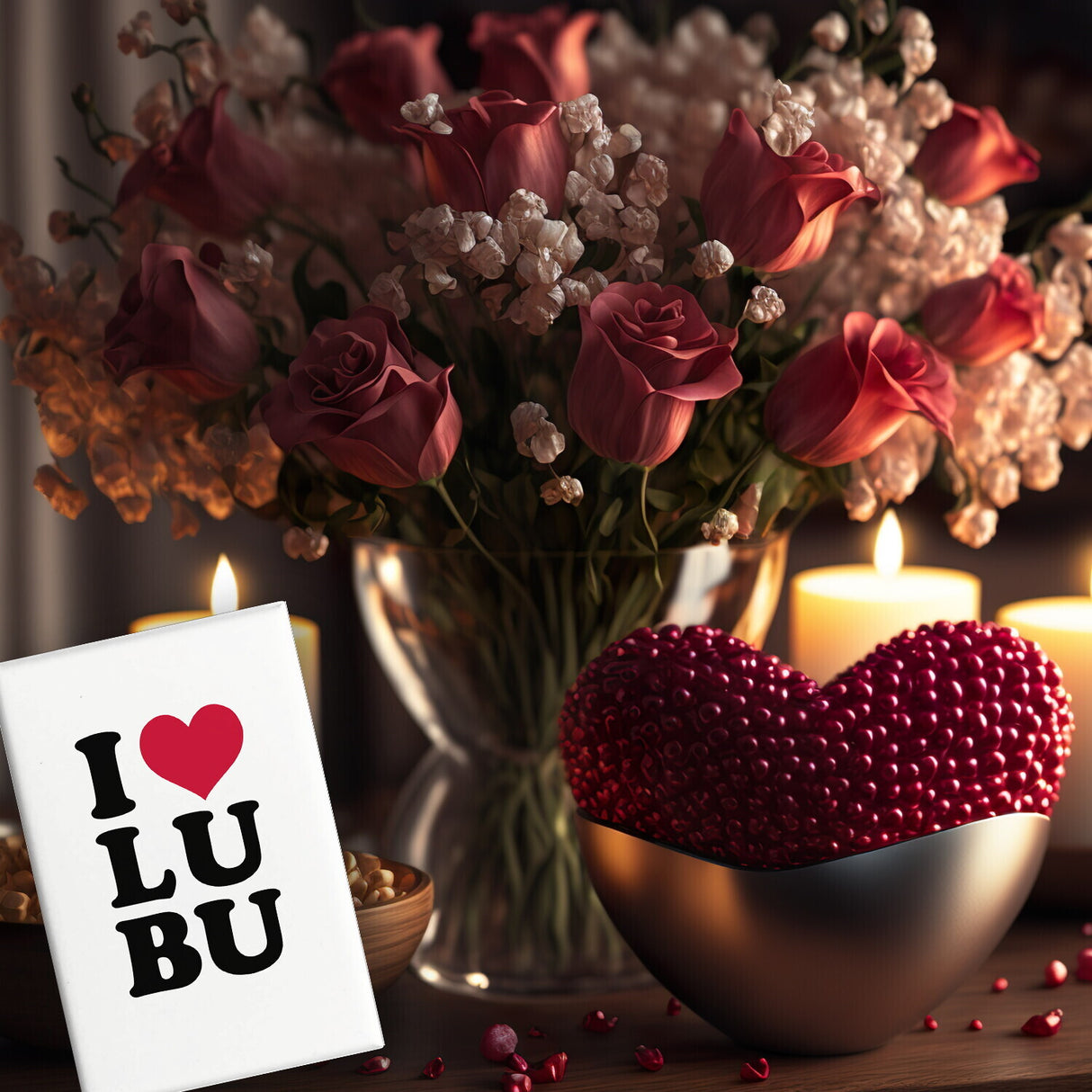 Ludwigsburg Souvenir Magnet in weiss mit Text I love LUBU