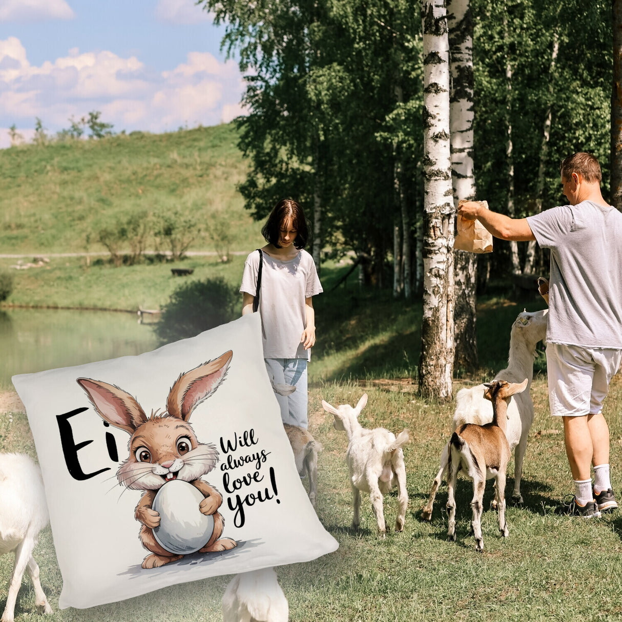 Ei will always love you! Kissen mit niedlichem Hasen