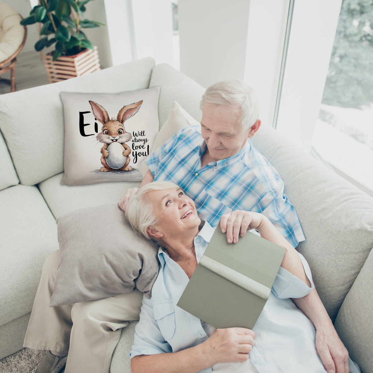 Ei will always love you! Kissen mit niedlichem Hasen