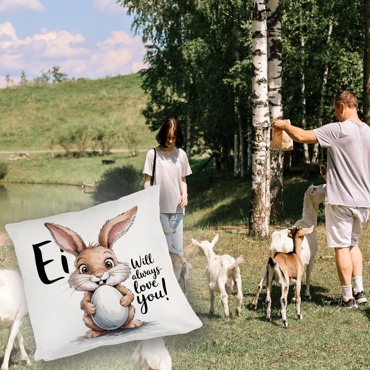 Ei will always love you! Kissen mit niedlichem Hasen