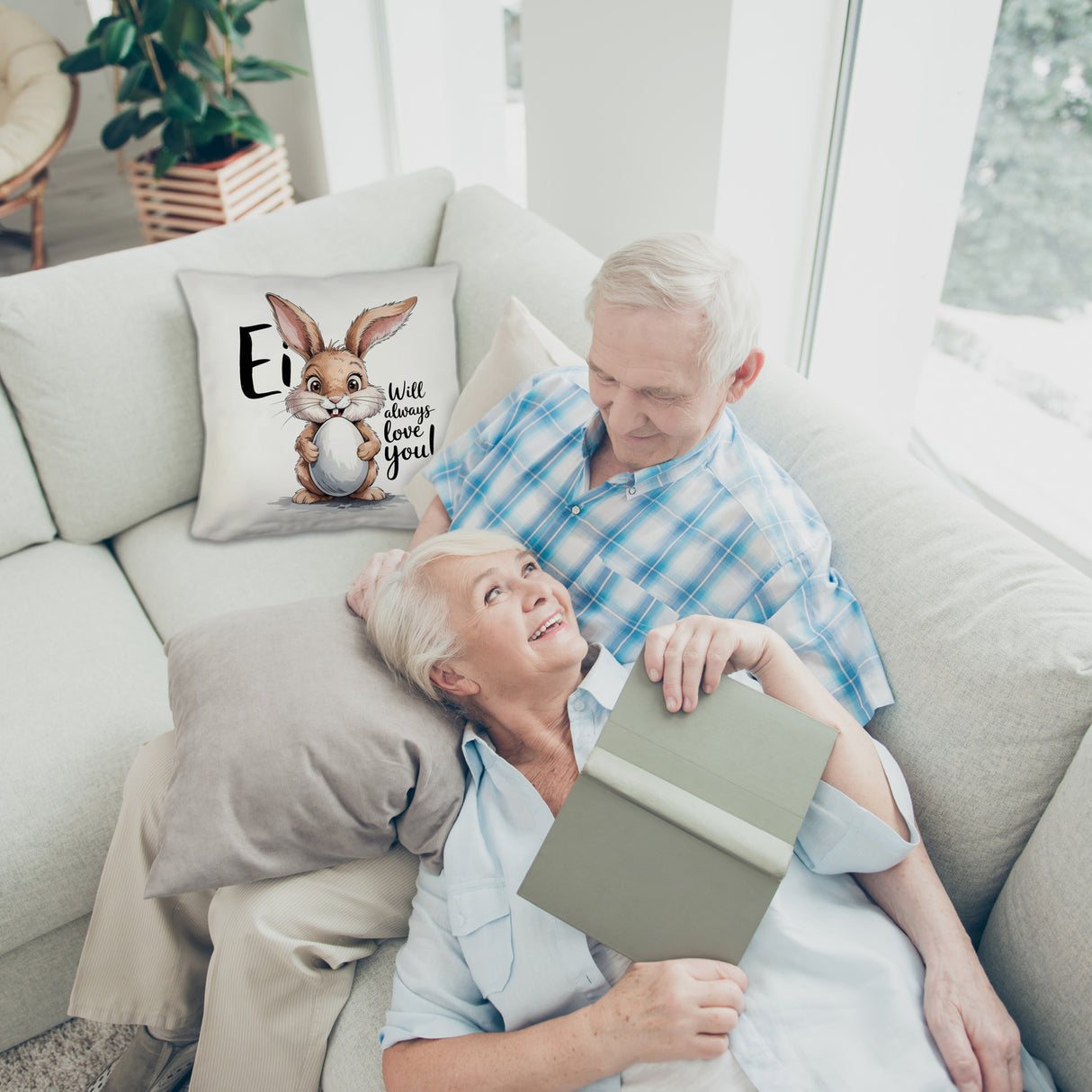 Ei will always love you! Kissen mit niedlichem Hasen