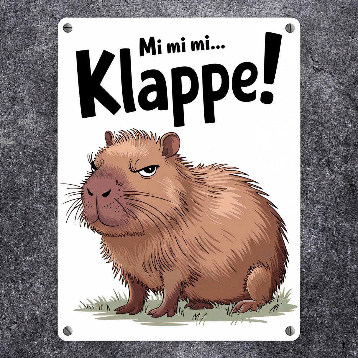 Mi mi mi... Klappe! Grimmiges Cabybara Metallschild in 15x20 cm