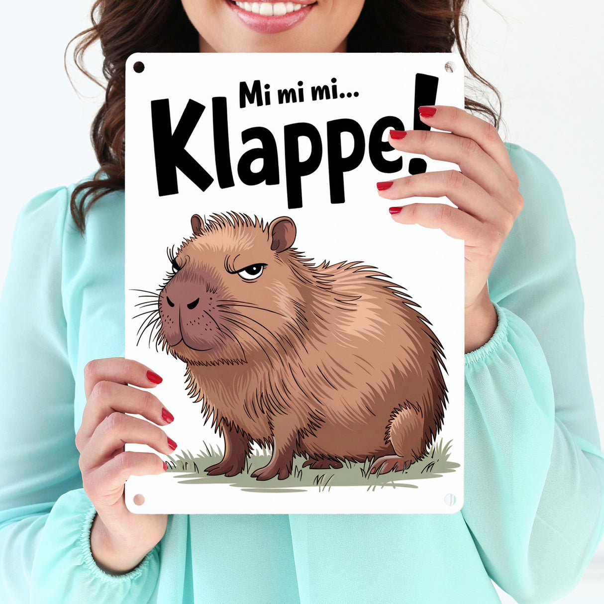 Mi mi mi... Klappe! Grimmiges Cabybara Metallschild in 15x20 cm