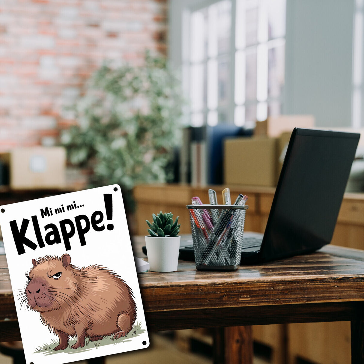 Mi mi mi... Klappe! Grimmiges Cabybara Metallschild in 15x20 cm