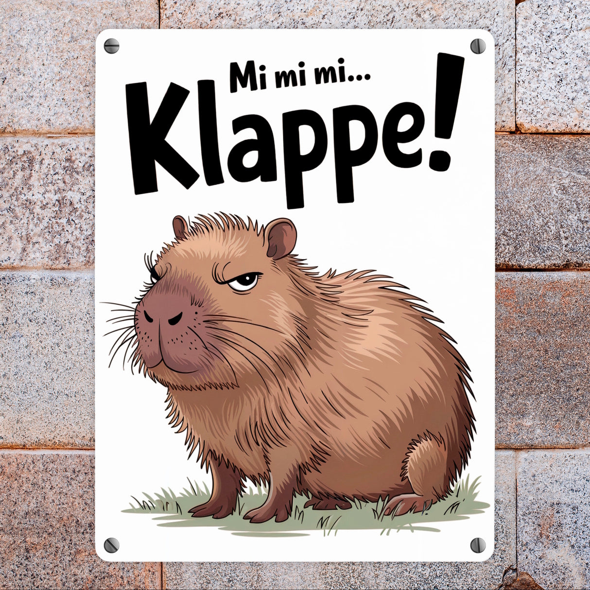 Mi mi mi... Klappe! Grimmiges Cabybara Metallschild in 15x20 cm