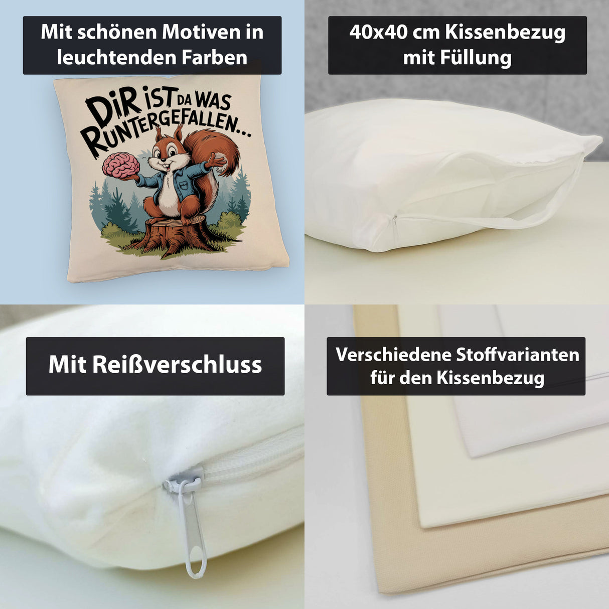 Dir ist was runtergefallen Kissen - Eichhörnchen hält Gehirn