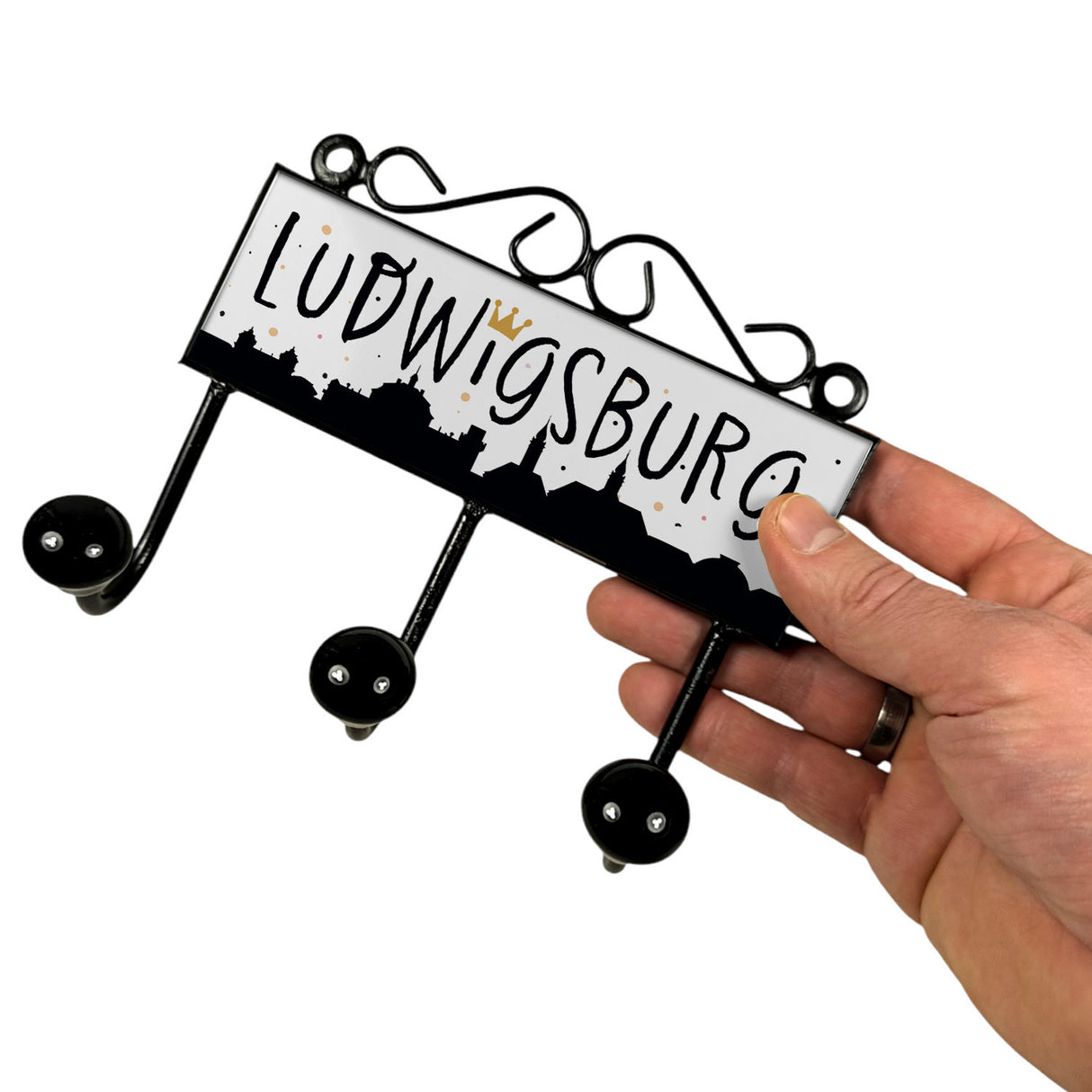 Ludwigsburg Skyline Kleiderhaken Leiste mit 3 Haken