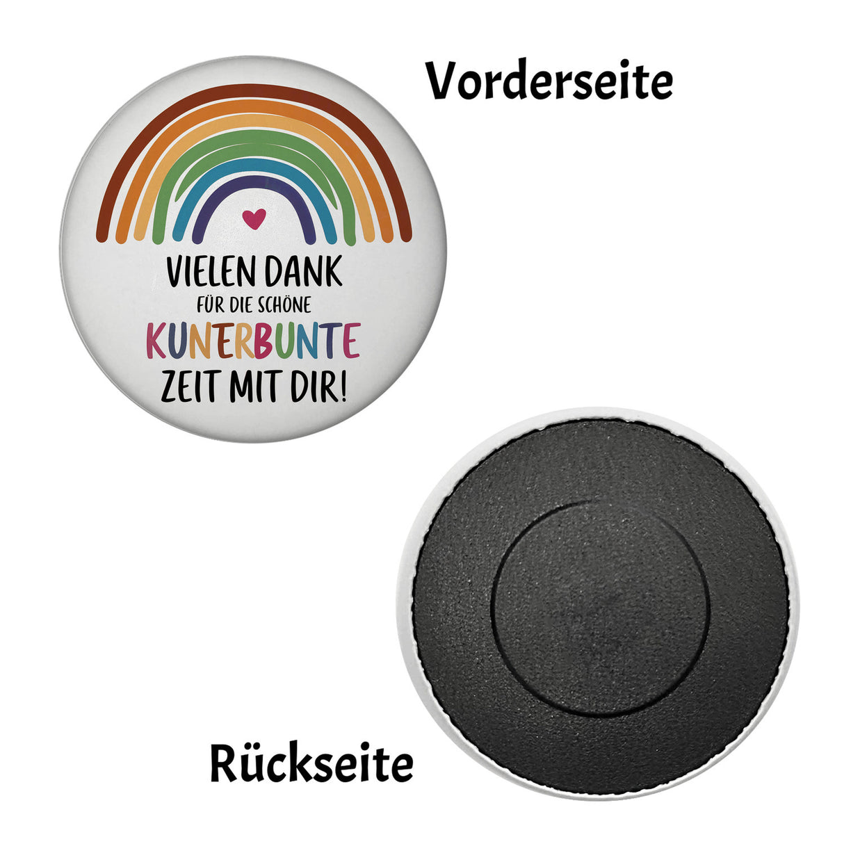Vielen Dank für die kunterbunte Zeit Magnet mit Regenbogen