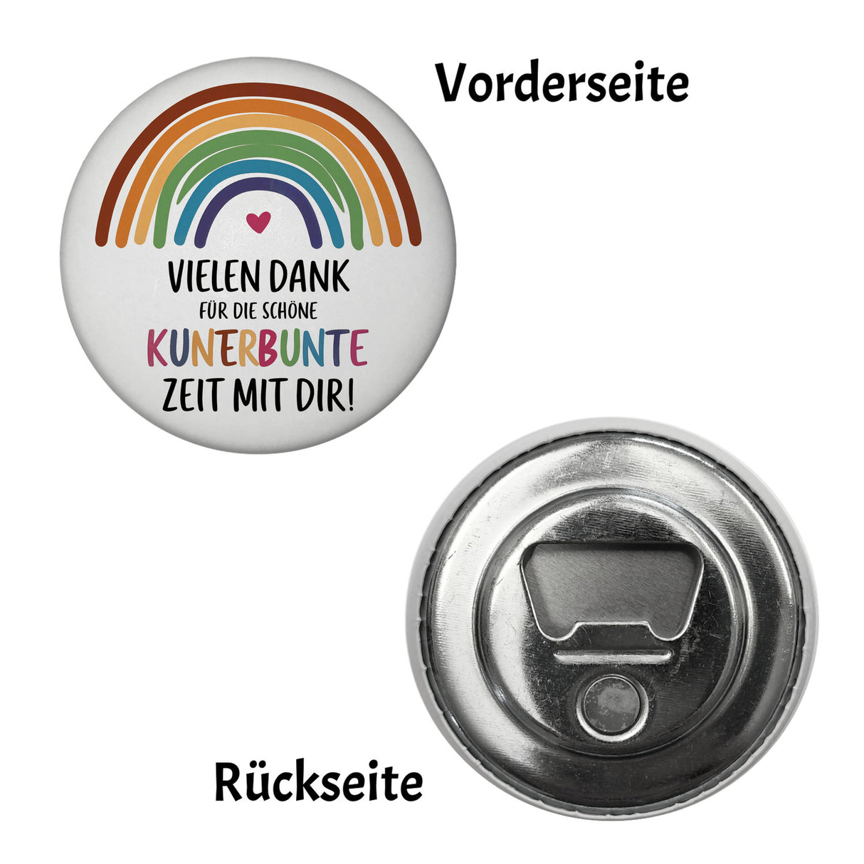 Vielen Dank für die kunterbunte Zeit Magnet mit Regenbogen