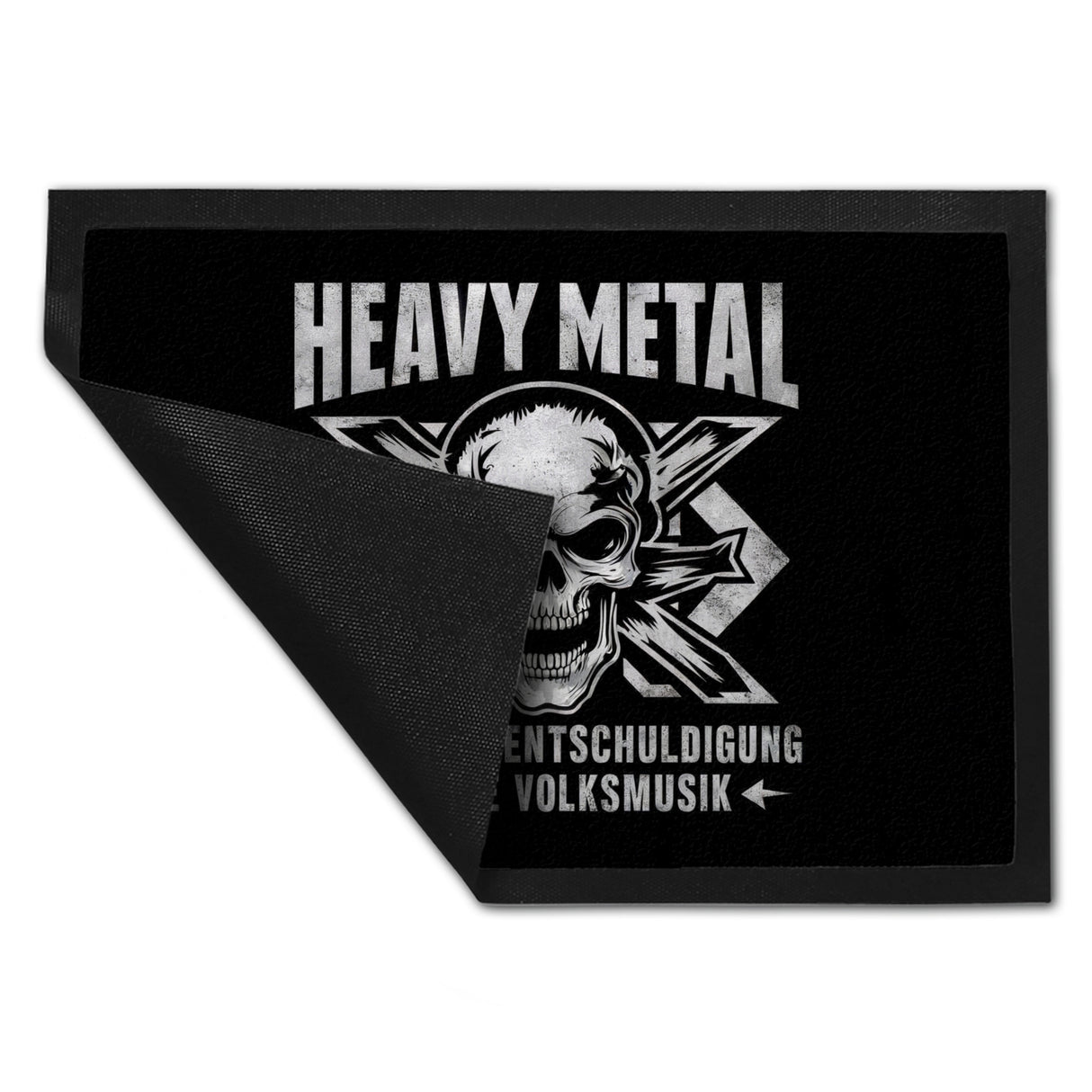 Heavy Metal statt Volksmusik Fußmatte in 35x50 cm mit Totenkopf