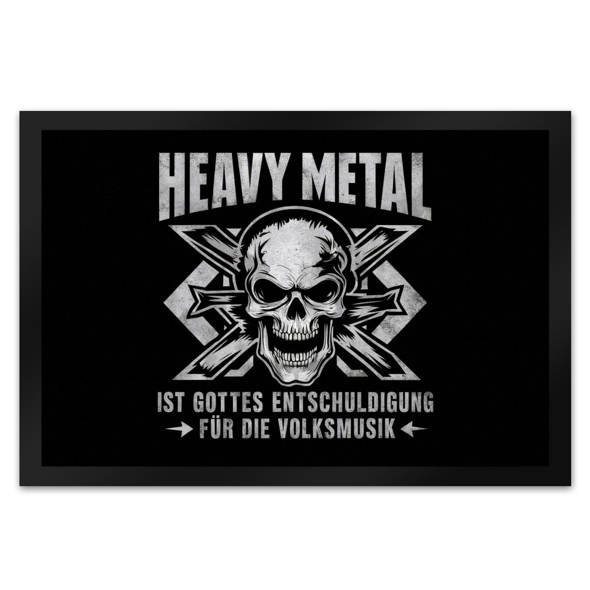 Heavy Metal statt Volksmusik Fußmatte in 35x50 cm mit Totenkopf