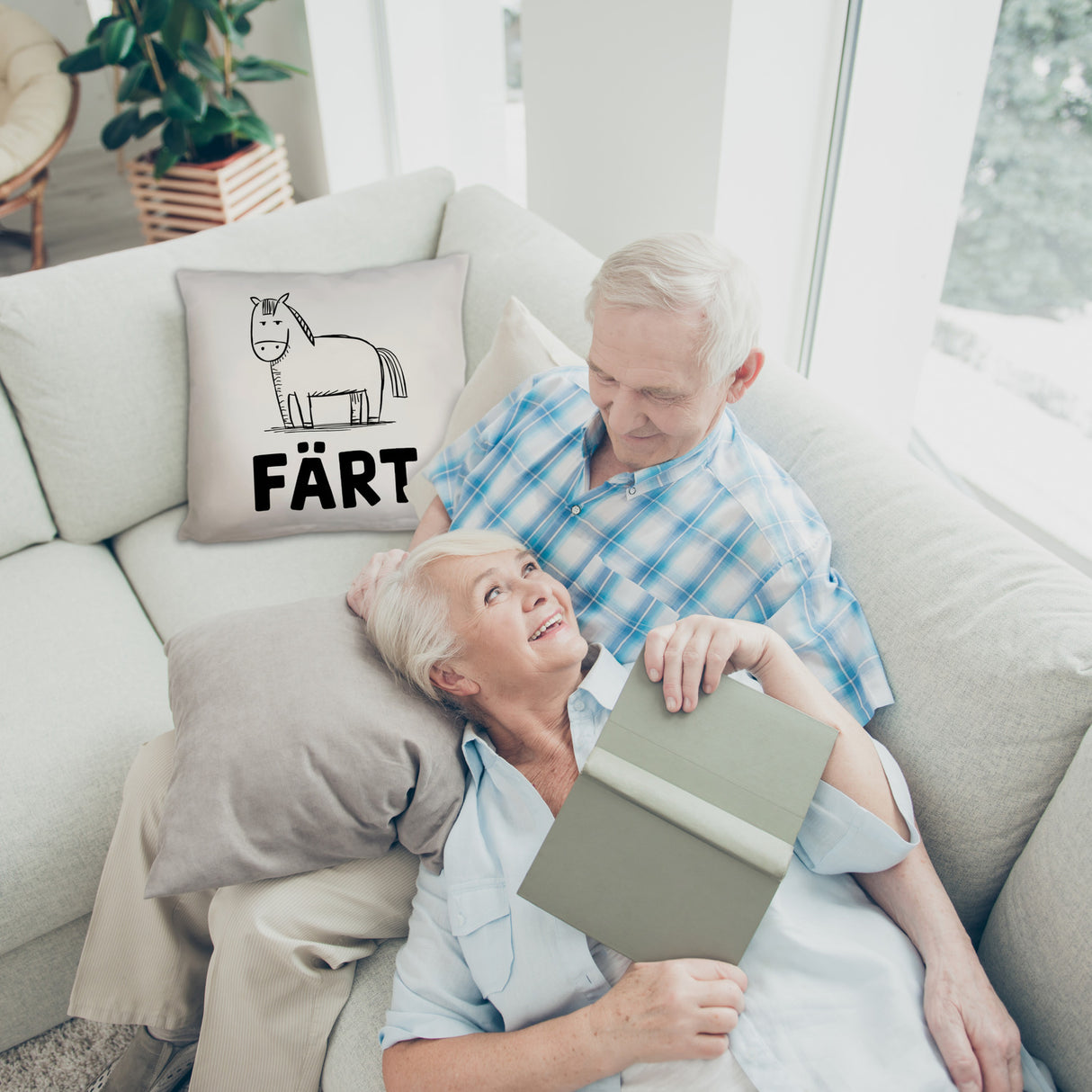 Färt Kissen mit Pferdeskizze