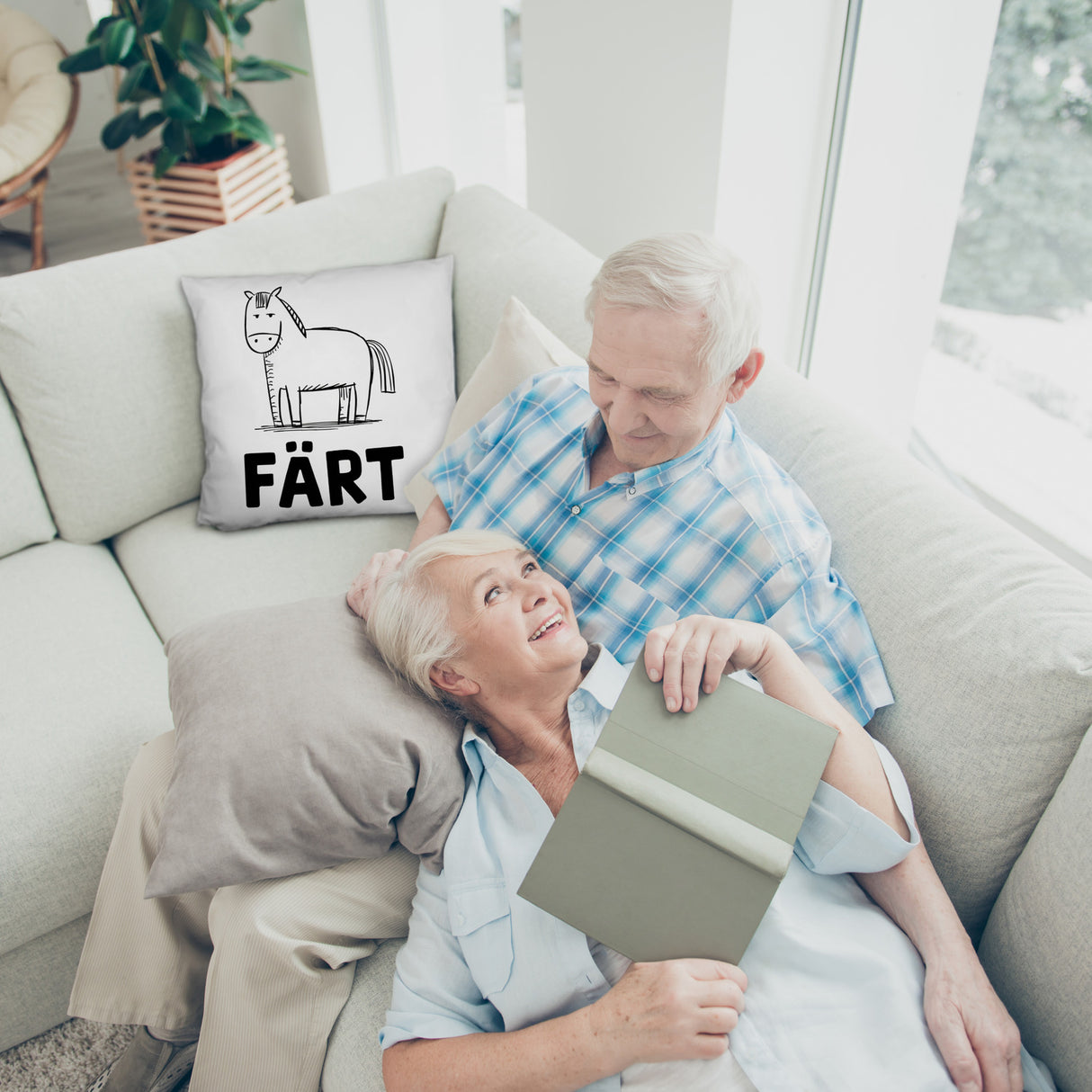 Färt Kissen mit Pferdeskizze