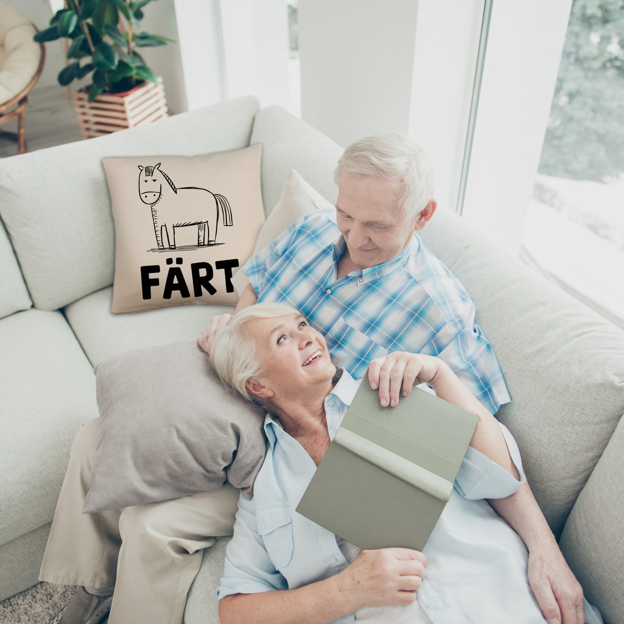 Färt Kissen mit Pferdeskizze