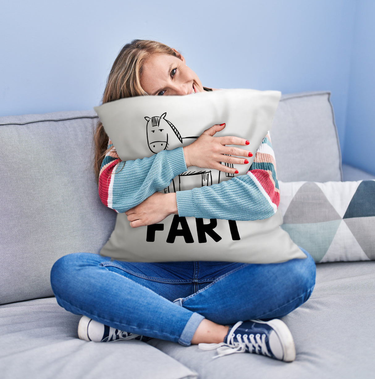 Färt Kissen mit Pferdeskizze