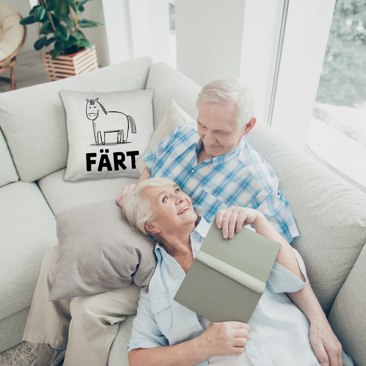 Färt Kissen mit Pferdeskizze