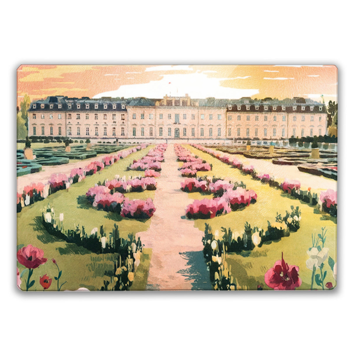 Schloss Ludwigsburg Schneidebrett aus Glas mit Sonnenuntergang