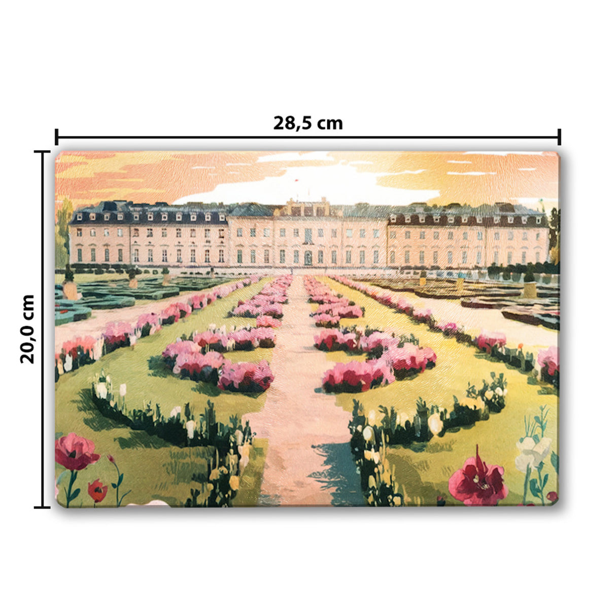 Schloss Ludwigsburg Schneidebrett aus Glas mit Sonnenuntergang