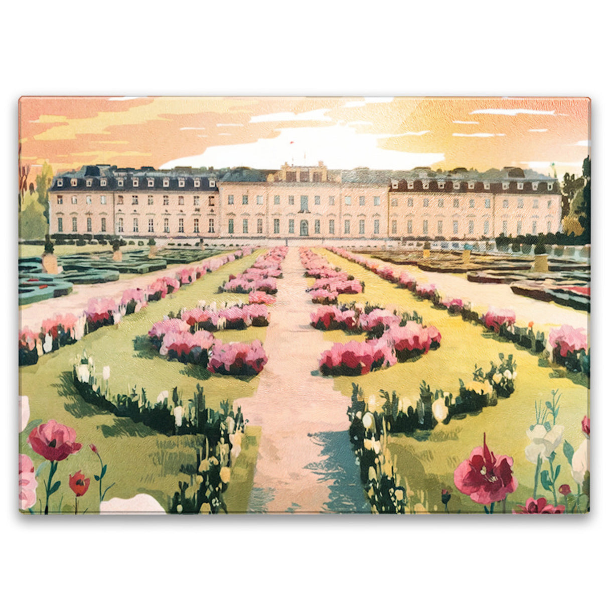 Schloss Ludwigsburg Schneidebrett aus Glas mit Sonnenuntergang
