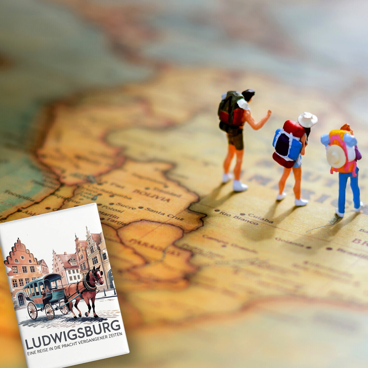 Ludwigsburg Reise Souvenir Souvenir Magnet Pferdekutsche auf Kopfsteinpflaster