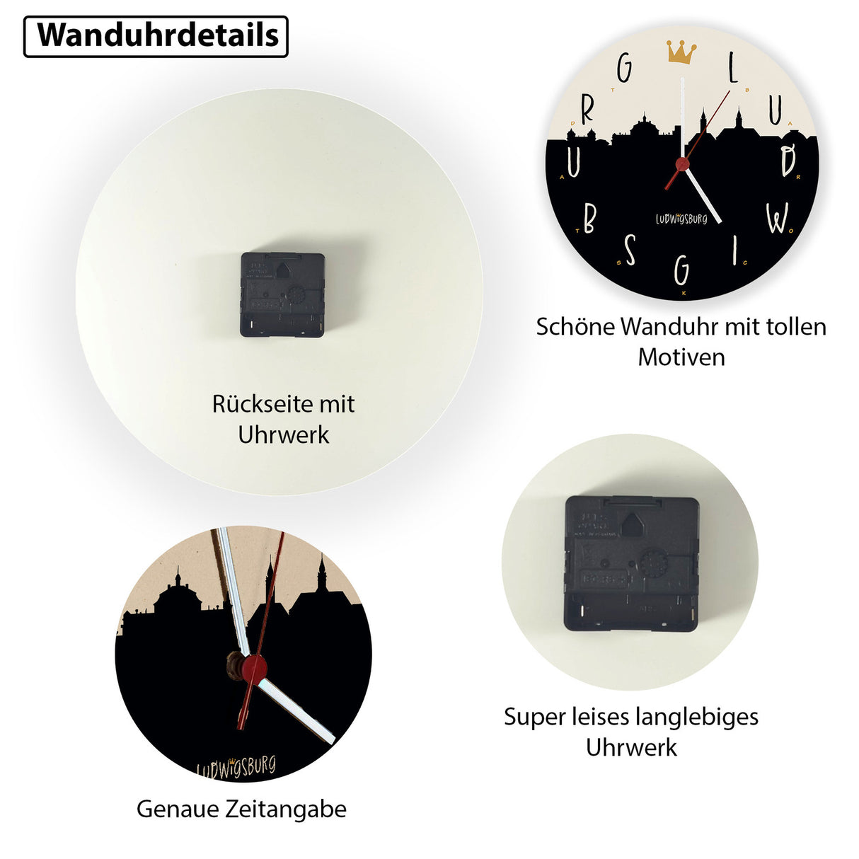 Ludwigsburg Skyline Wanduhr - Ludwigsburg