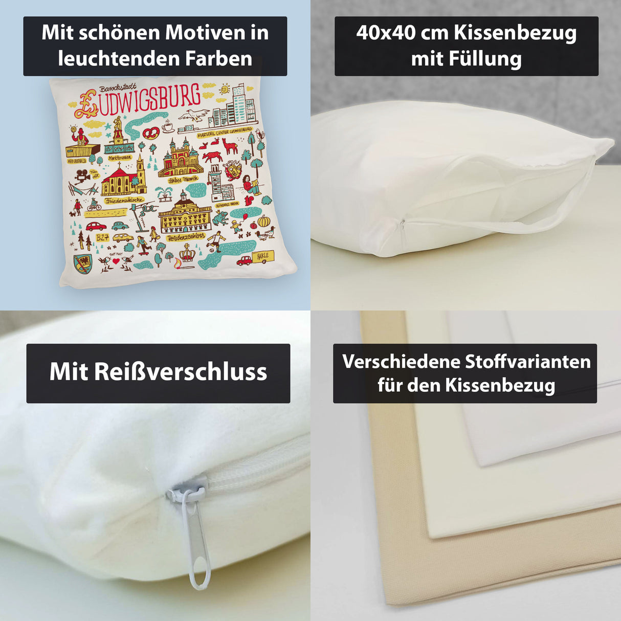 Ludwigsburg Wimmelbild Kissen