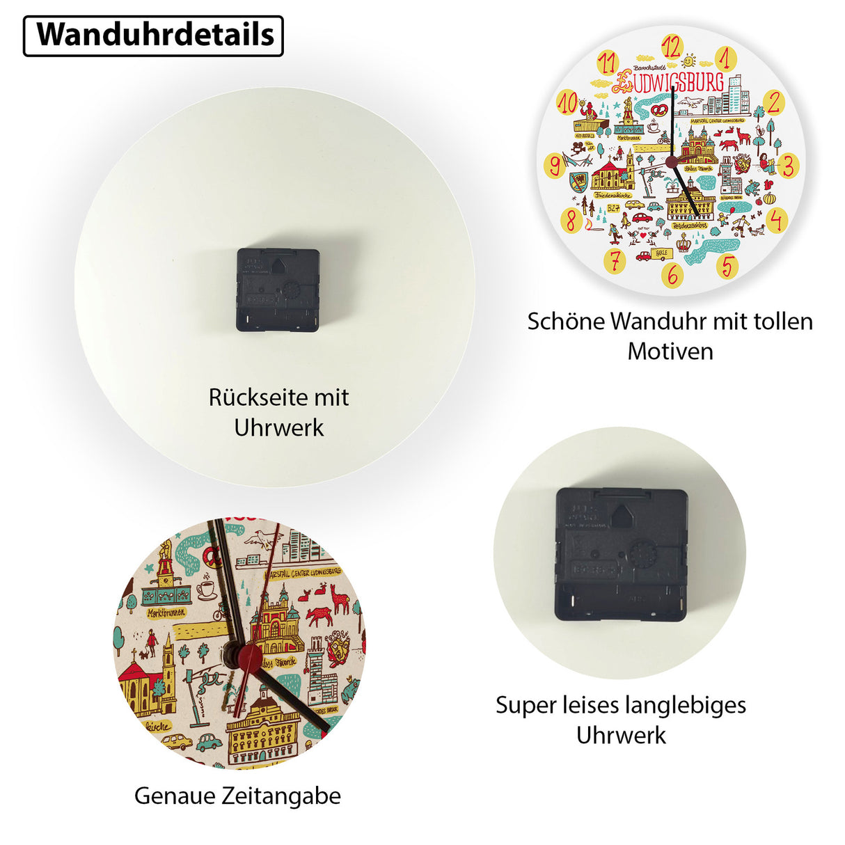 Ludwigsburg Wimmelbild Wanduhr