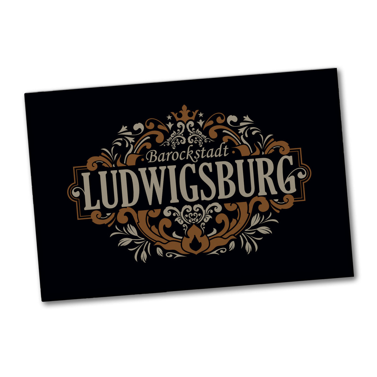 Ludwigsburg Barock Ornament Souvenir Magnet eckig - braun