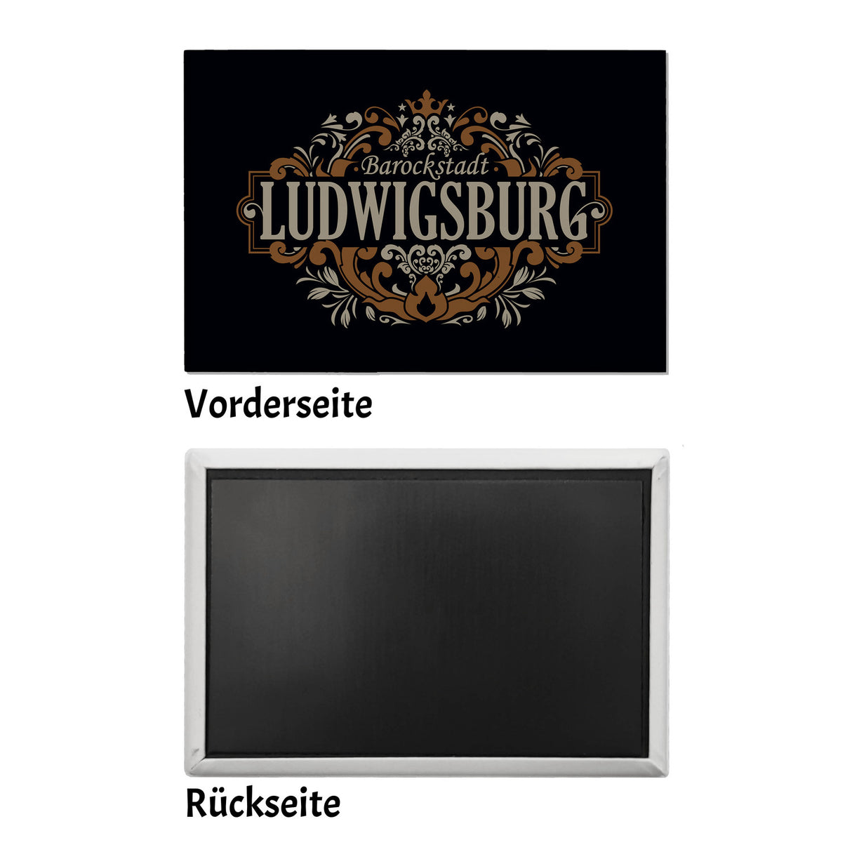Ludwigsburg Barock Ornament Souvenir Magnet eckig - braun
