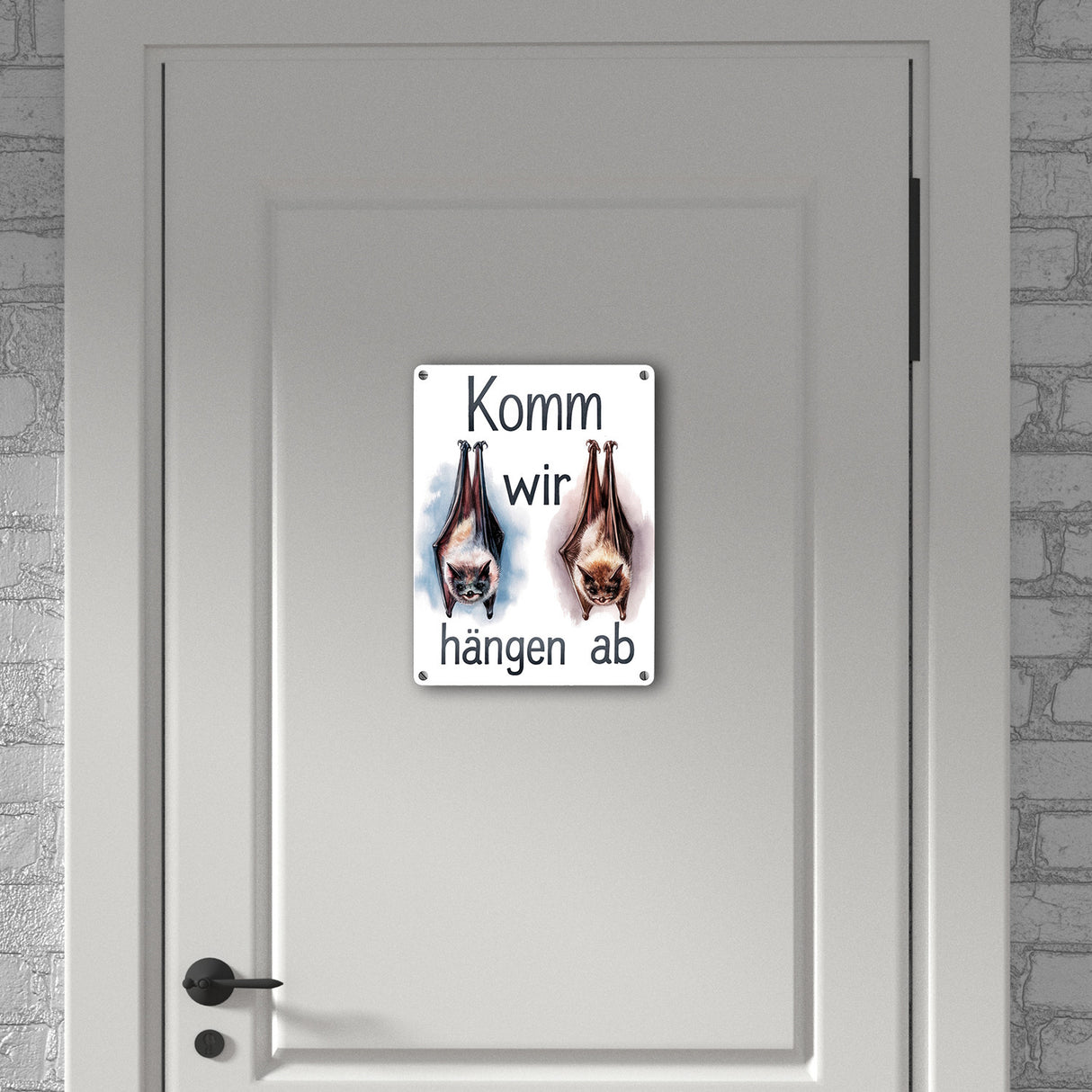 Fledermäuse - Komm, wir hängen ab Metallschild in 15x20 cm