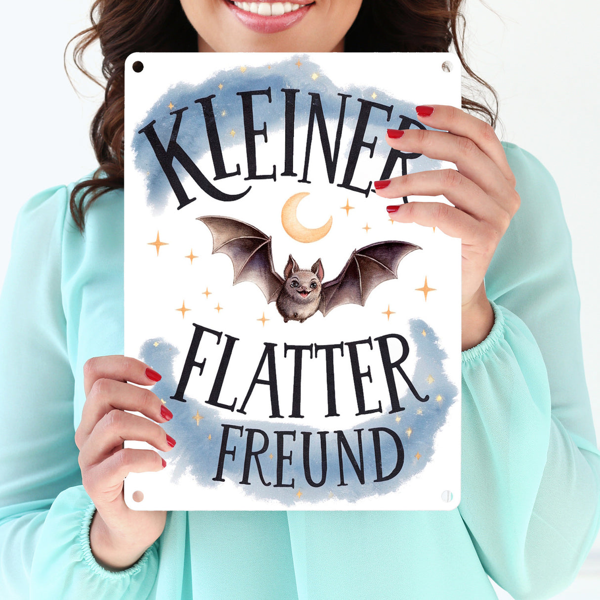 Kleiner Flatterfreund Fledermaus Metallschild in 15x20 cm