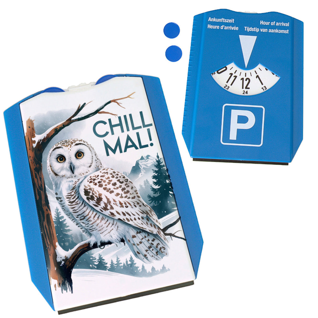 Chill mal Parkscheibe Schneeeule auf Ast