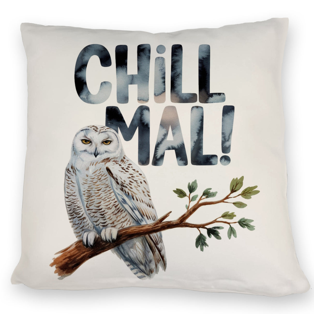 Entspannte Schneeeule Chill mal Kissen