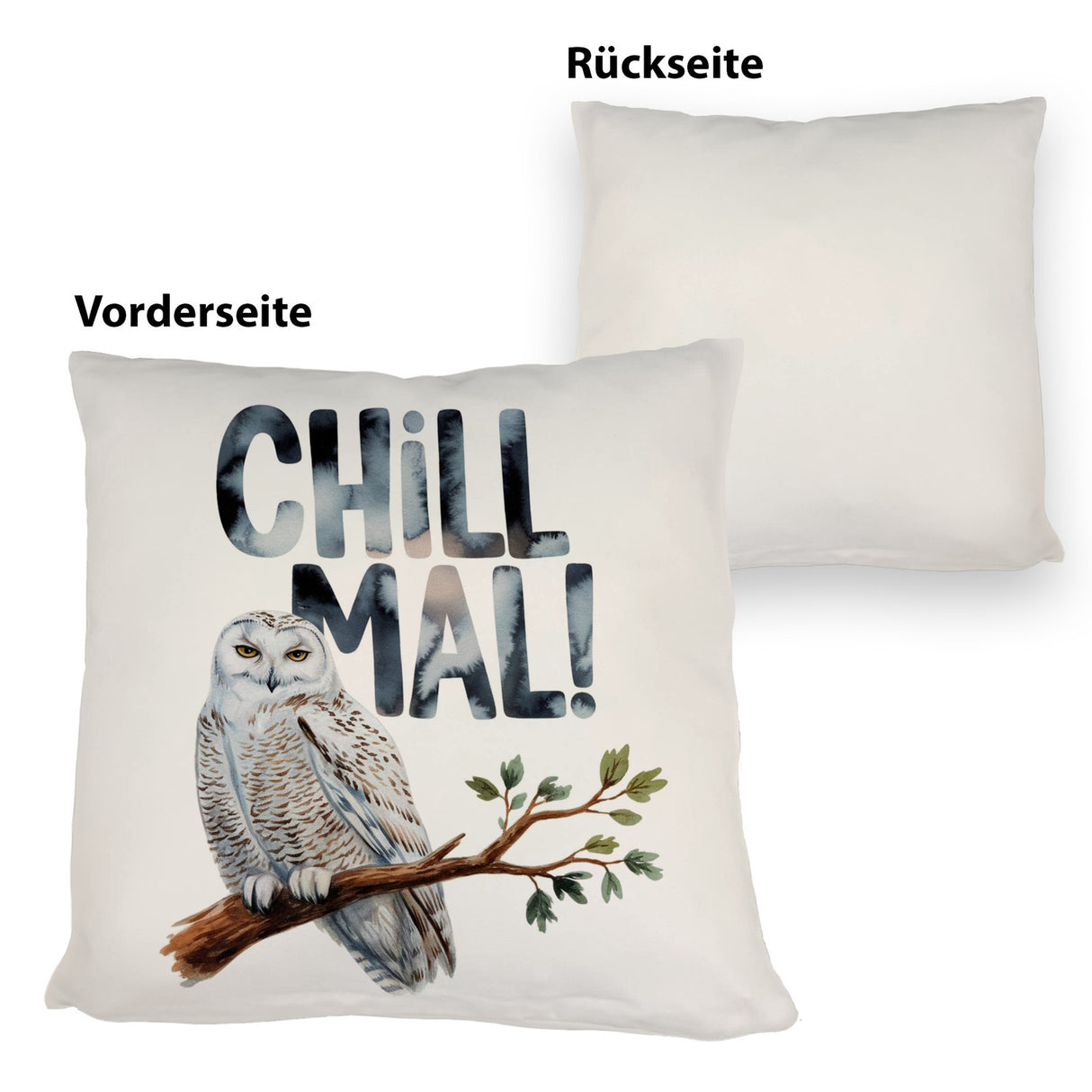 Entspannte Schneeeule Chill mal Kissen