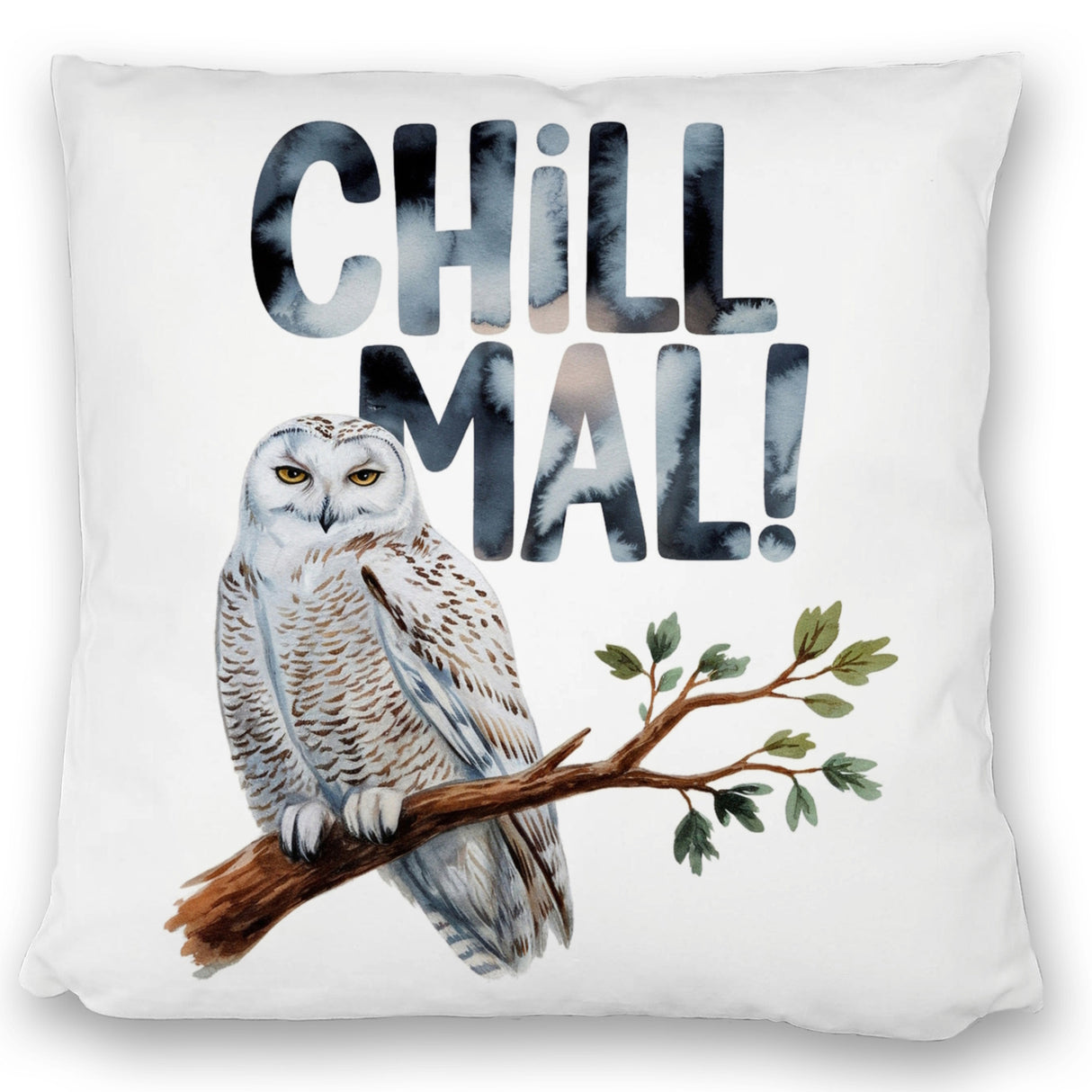 Entspannte Schneeeule Chill mal Kissen