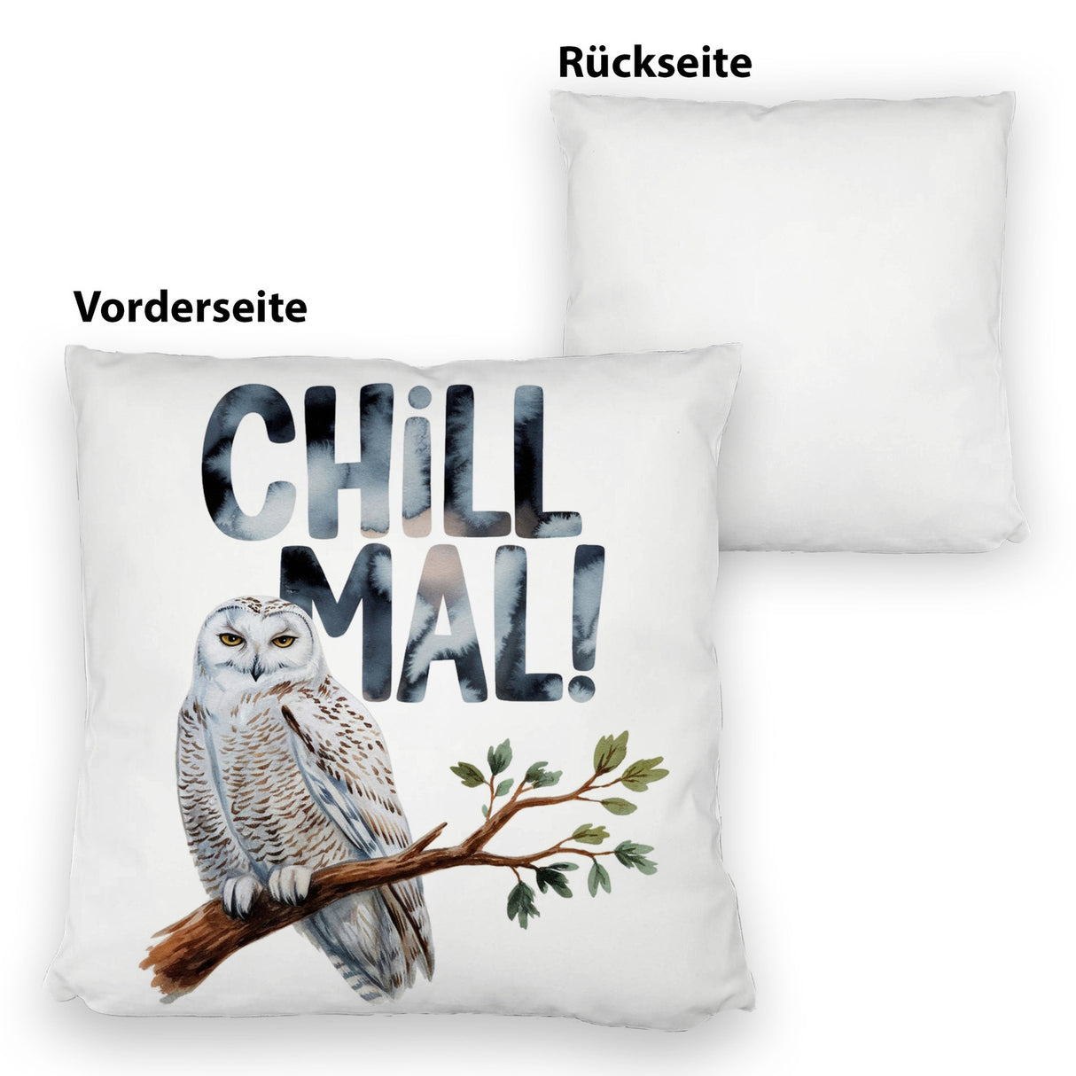 Entspannte Schneeeule Chill mal Kissen