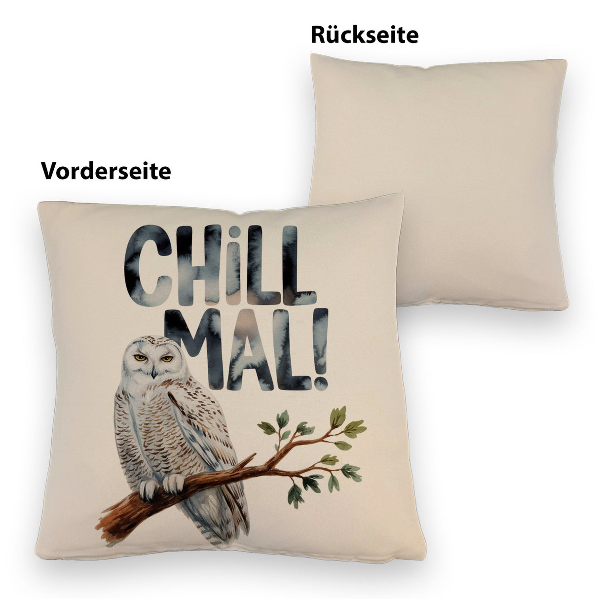 Entspannte Schneeeule Chill mal Kissen