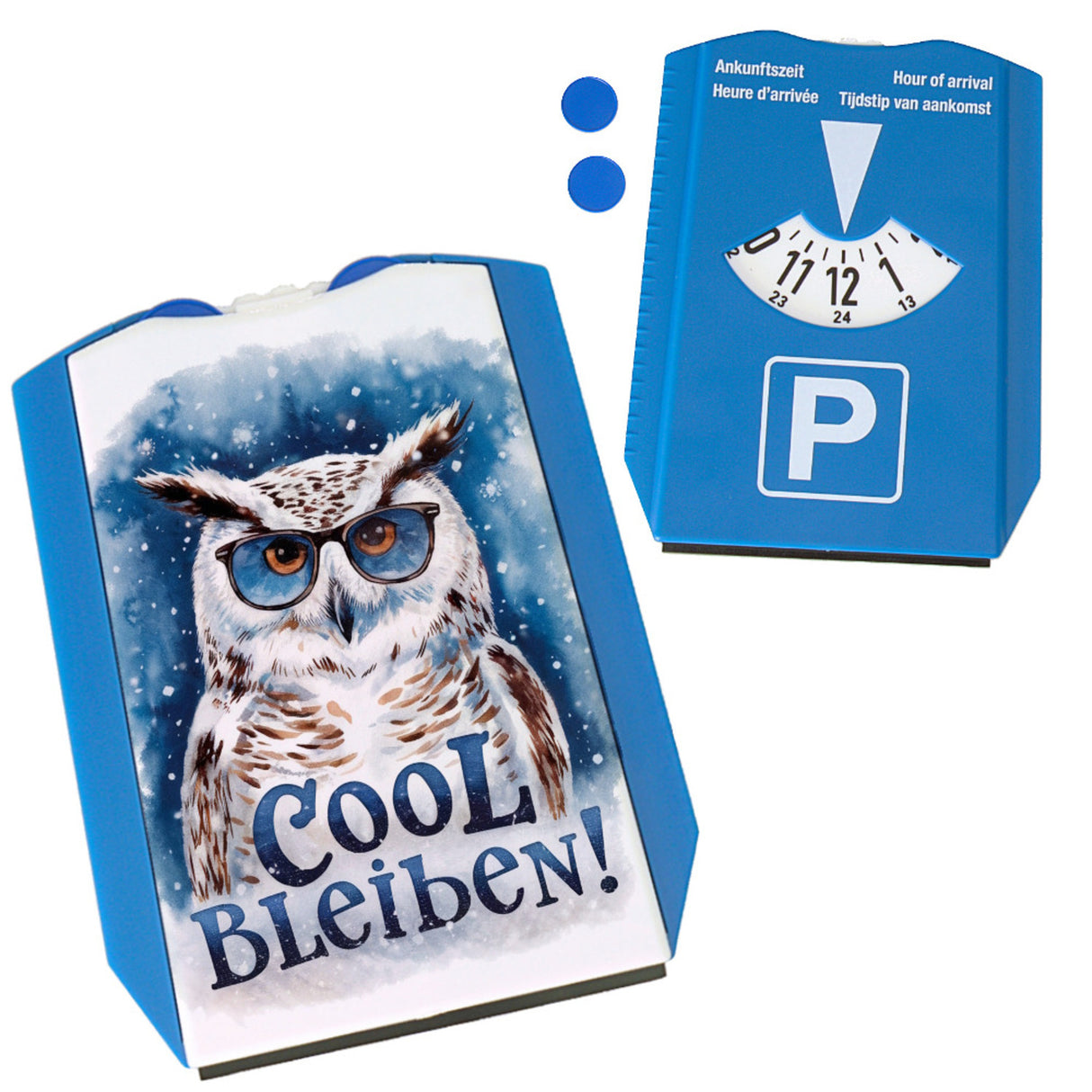 Cool bleiben Parkscheibe Schneeeule mit Sonnenbrille