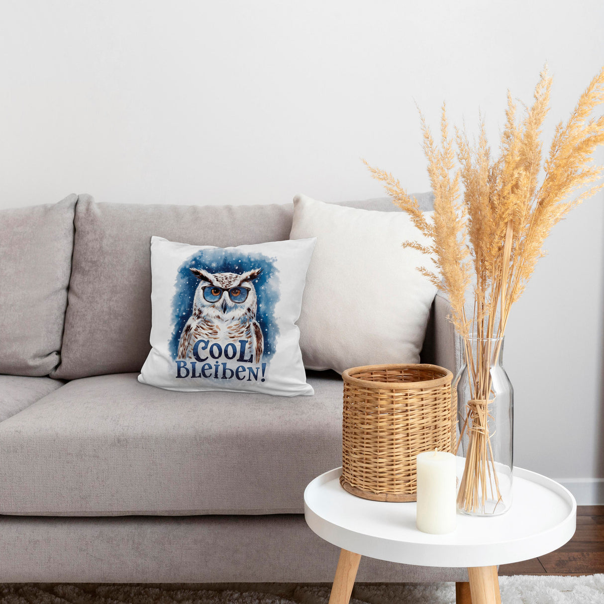 Cool bleiben Kissen Schneeeule mit Sonnenbrille