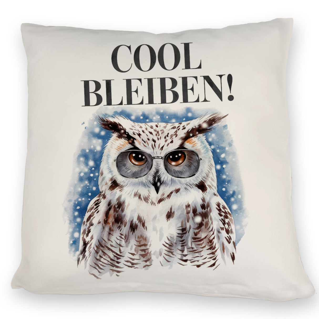 Schneeeule mit Sonnenbrille Cool bleiben Kissen