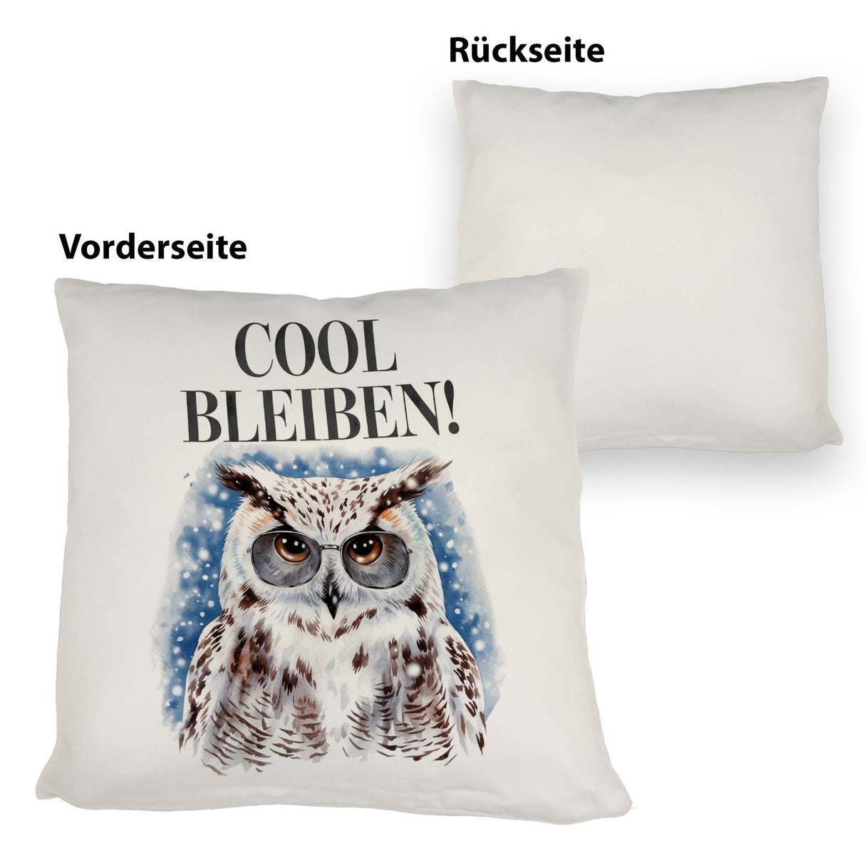 Schneeeule mit Sonnenbrille Cool bleiben Kissen