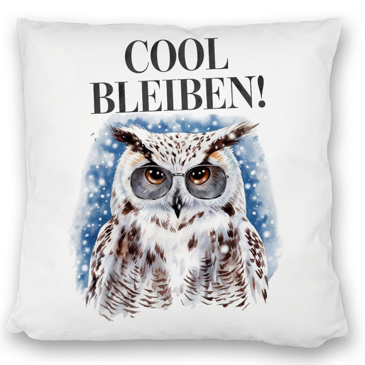 Schneeeule mit Sonnenbrille Cool bleiben Kissen