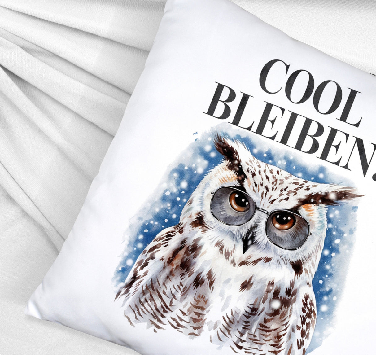 Schneeeule mit Sonnenbrille Cool bleiben Kissen