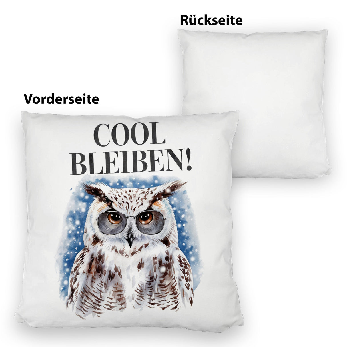 Schneeeule mit Sonnenbrille Cool bleiben Kissen