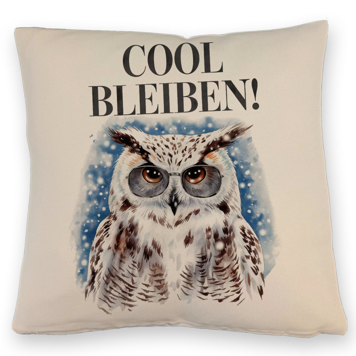 Schneeeule mit Sonnenbrille Cool bleiben Kissen