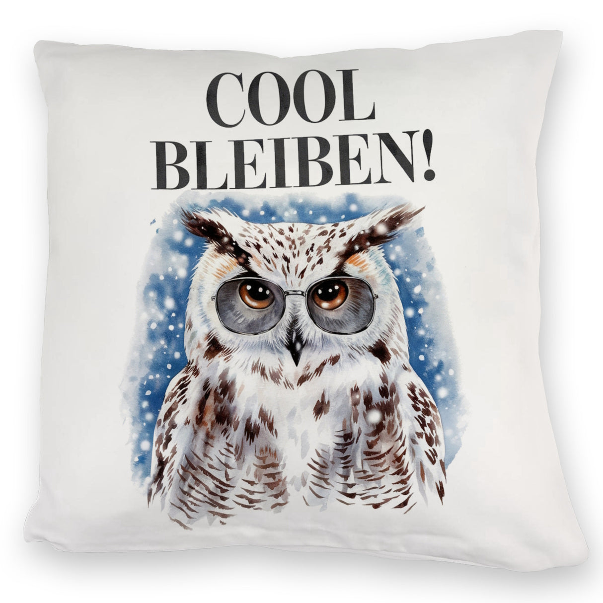 Schneeeule mit Sonnenbrille Cool bleiben Kissen
