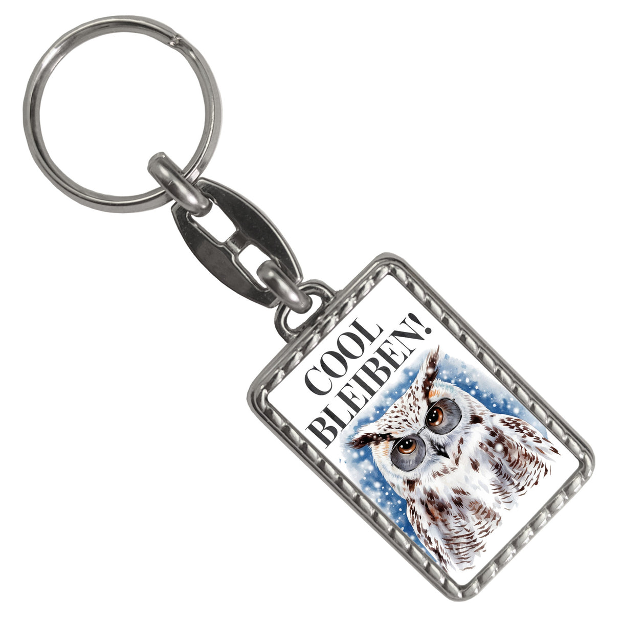 Schneeeule mit Sonnenbrille Cool bleiben Schlüsselanhänger