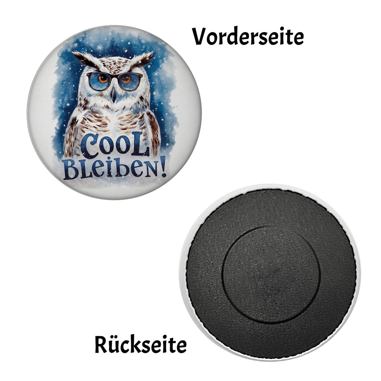 Cool bleiben Magnet Schneeeule mit Sonnenbrille